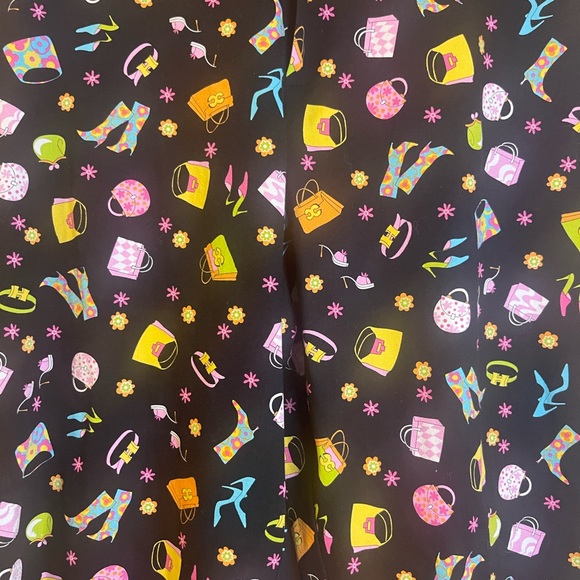 Briggs New York Black Vintage Shopping Theme Heels Purses Cropped Capri Pants - Picture 8 of 9